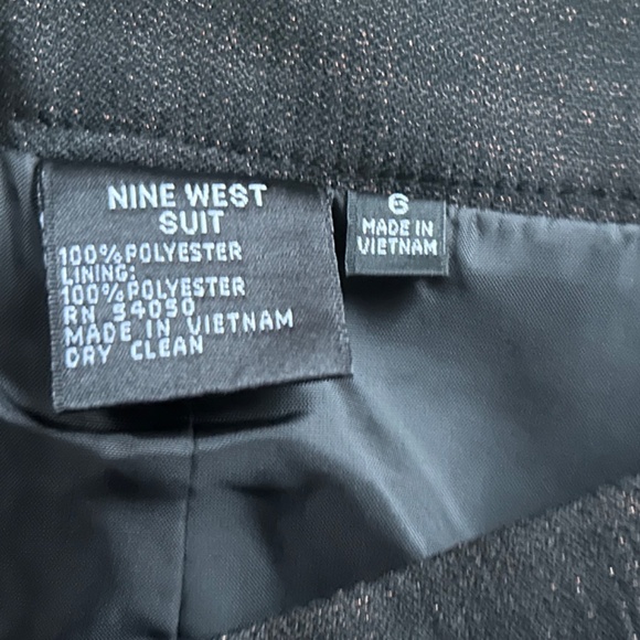 Nine West Classic Skirt Suit, Black Rust Woven Peplum with Stitching, Size 6 - Picture 14 of 16